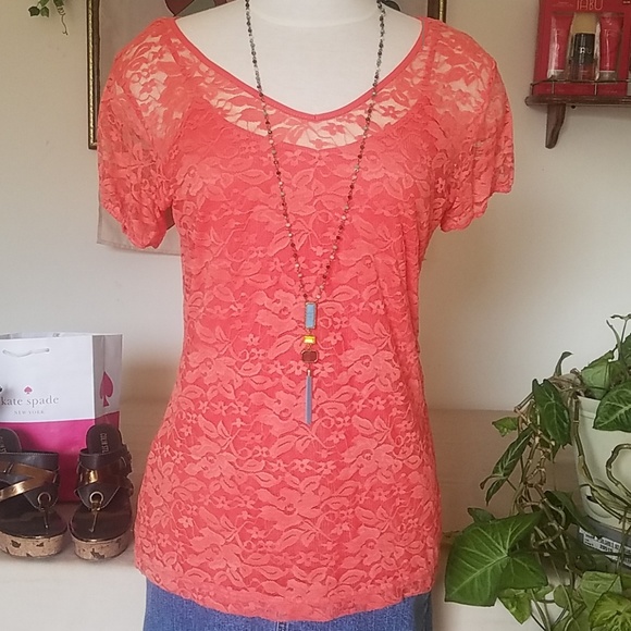 Bobbie Brooks Tops - Tank, 2-piece set, Peach, Lace